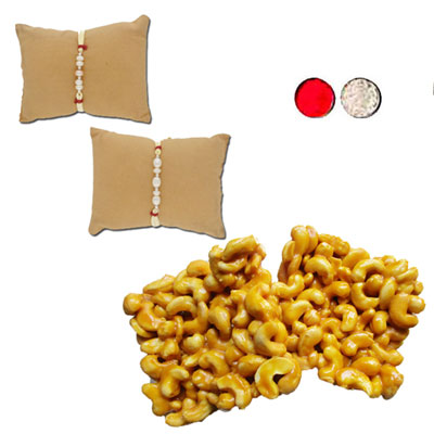 "Symphony Pearls Rakhi Combo - JPRAK-23-06, 250gms of Kaju Pakam - Click here to View more details about this Product